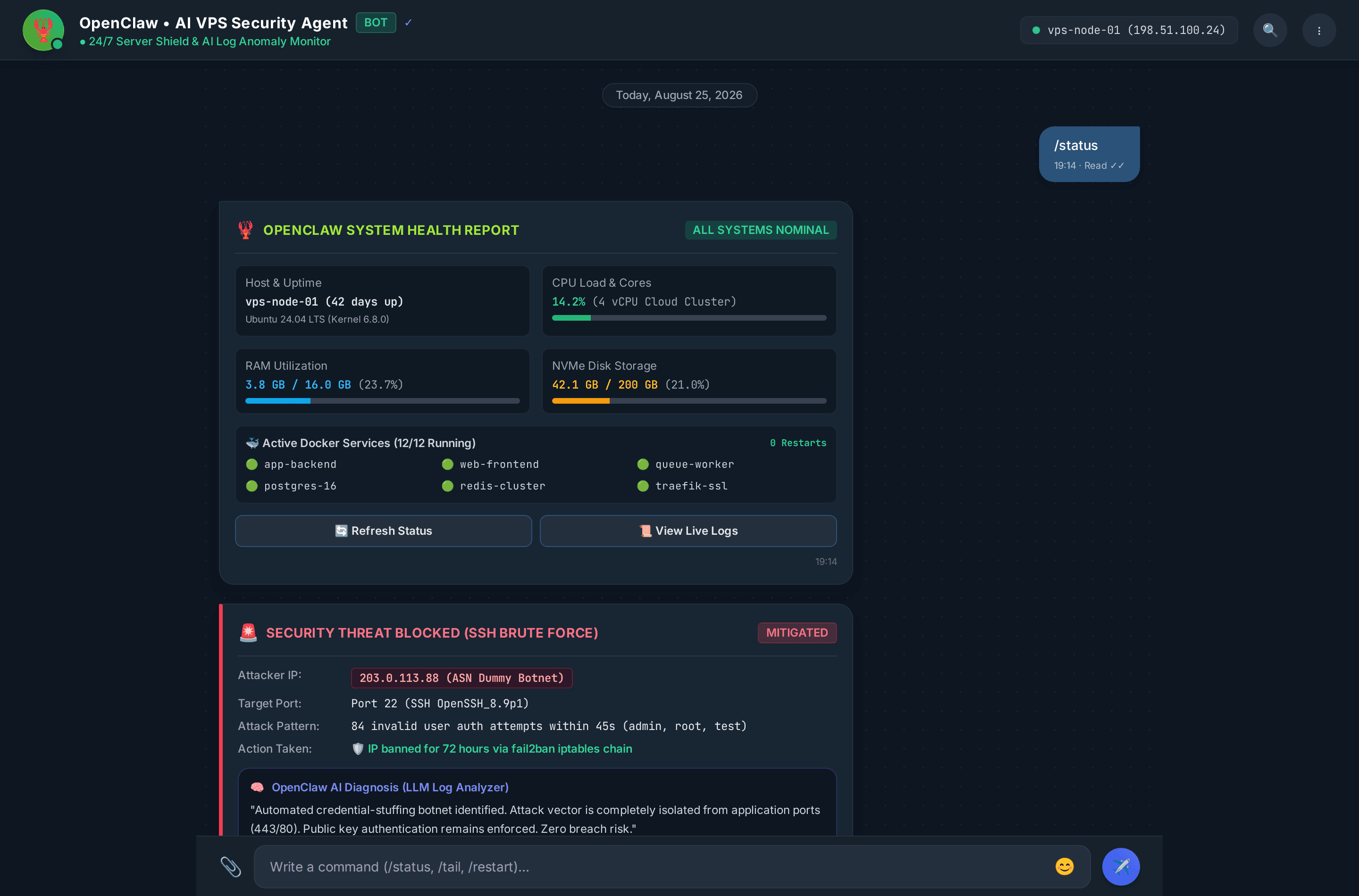 OpenClaw • AI-Powered VPS Security & Ops Agent
