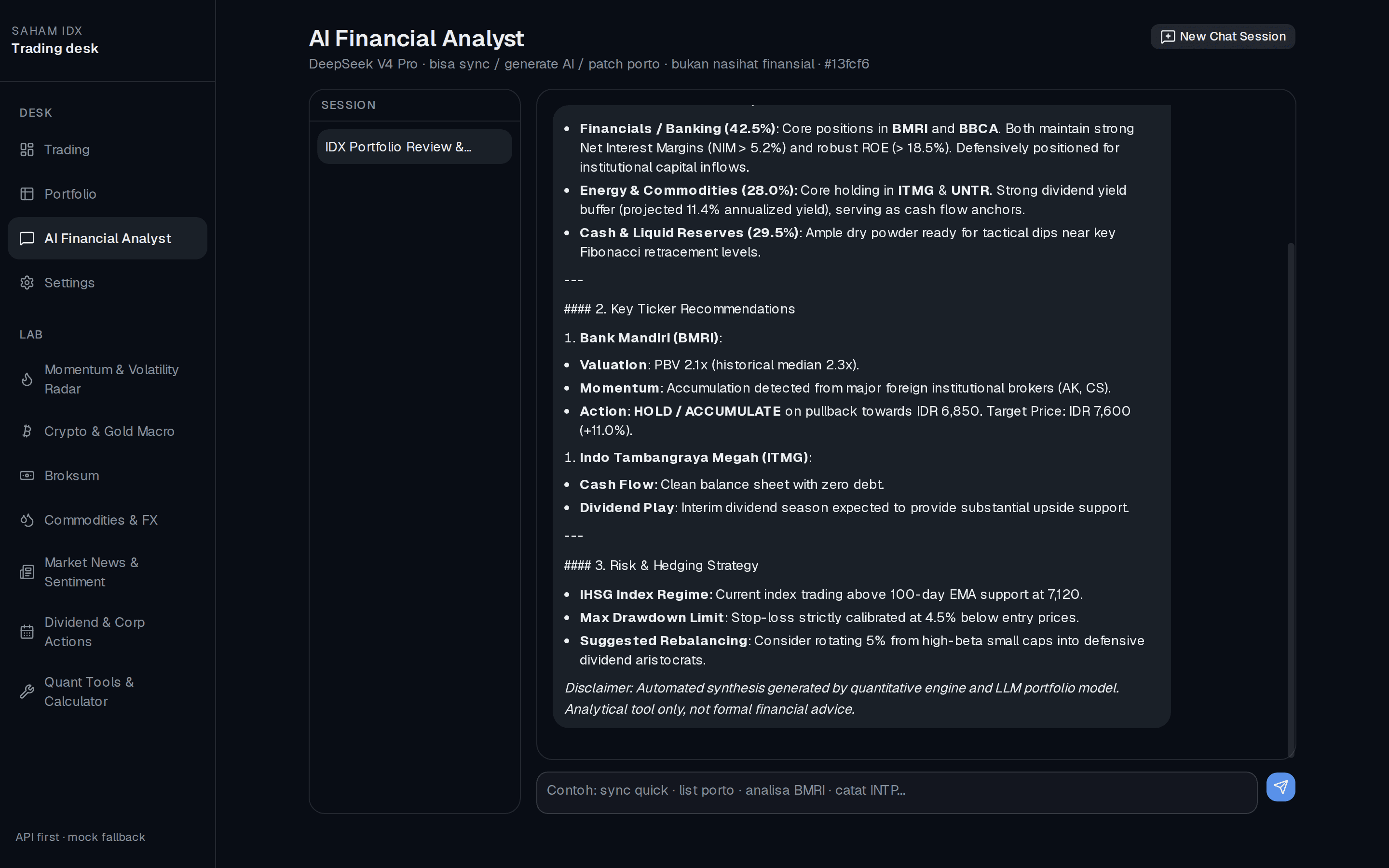 Stock Portfolio AI: AI analyst chat